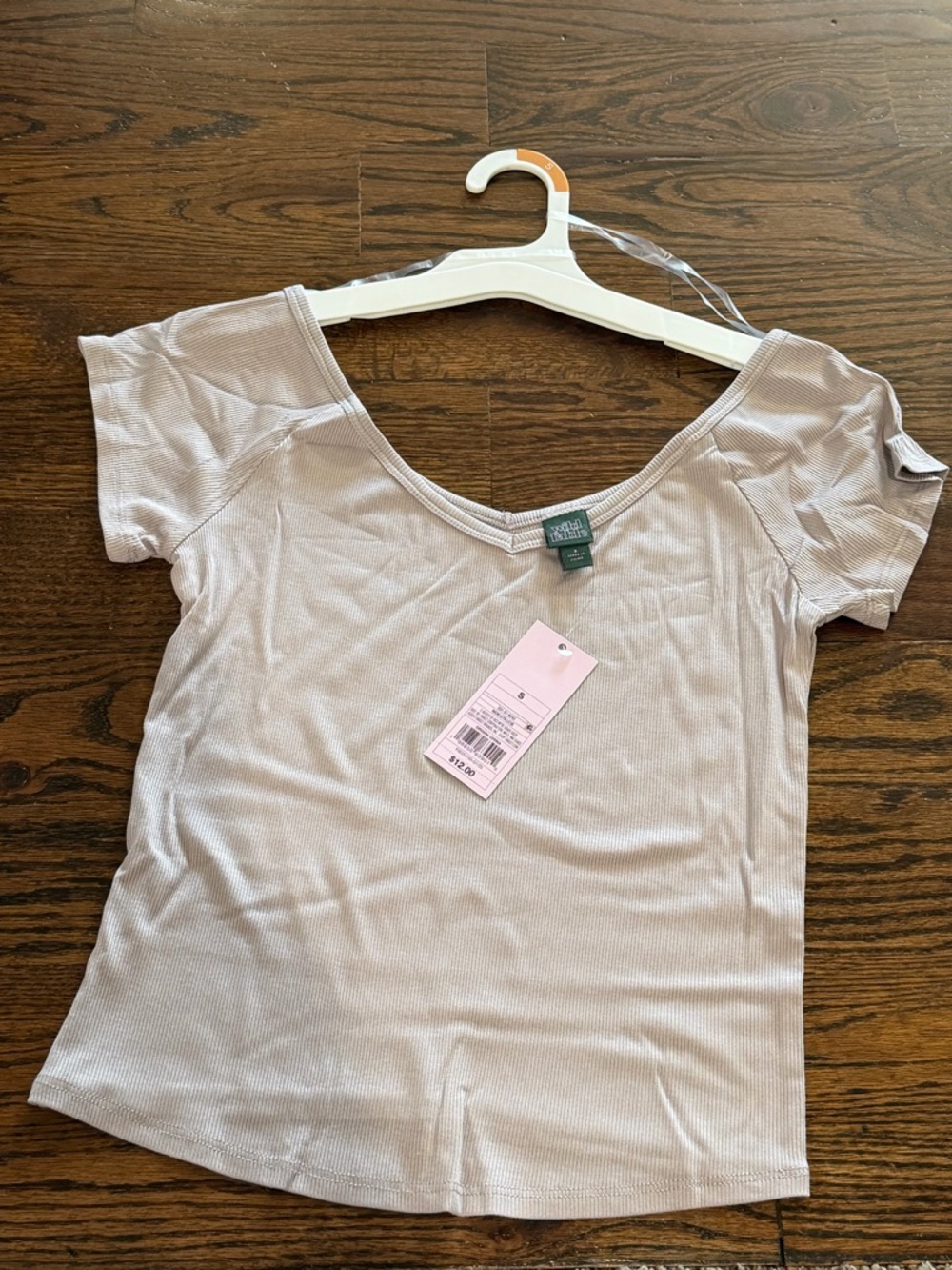 Wild Fable Womens Ribbed Crop Top Gray Short Sleeve Scoop Neck Size Small NWT